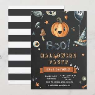 Cute Pumpkin Boo Crazy Halloween fest Inbjudningar
