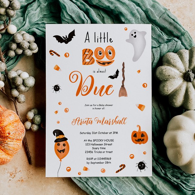 Cute pumpkin Boo Halloween babydusch Inbjudningar (Cute pumpkin Boo Halloween baby shower Invitation)