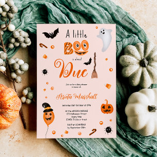 Cute pumpkin Boo Halloween babyduschrosa Inbjudningar