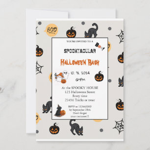 Cute pumpkin Boo Halloween bash rosa Inbjudningar