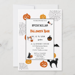 Cute pumpkin Boo Halloween bash rosa Inbjudningar