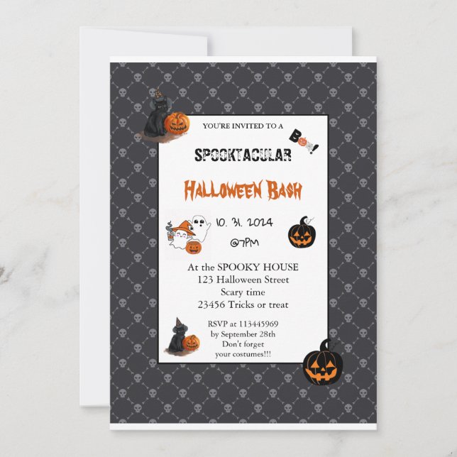 Cute pumpkin Boo Halloween bash rosa Inbjudningar (Framsida)