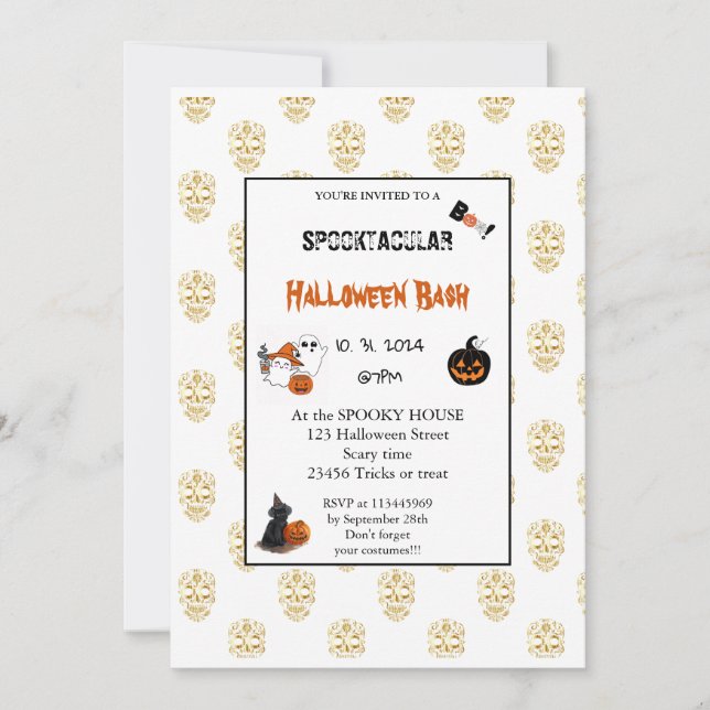 Cute pumpkin Boo Halloween bash rosa Inbjudningar (Framsida)