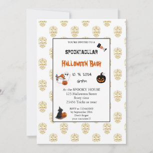 Cute pumpkin Boo Halloween bash rosa Inbjudningar