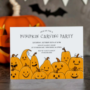 Cute Pumpkin Carving Halloween fest Inbjudningar