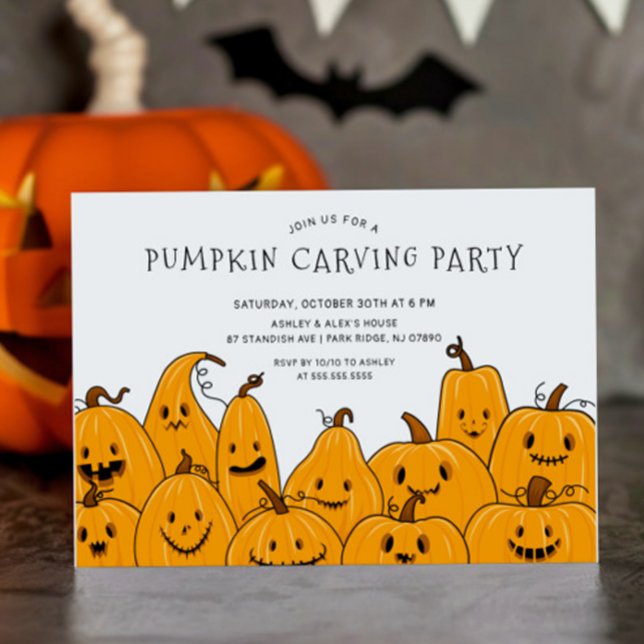 Cute Pumpkin Carving Halloween fest Inbjudningar (Skapare uppladdad)