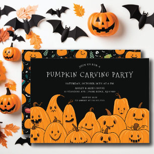 Cute Pumpkin Carving Halloween fest Inbjudningar