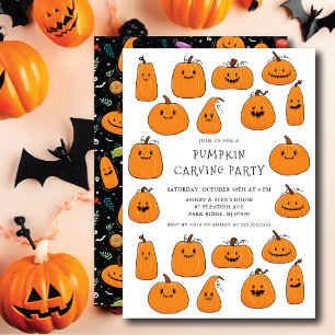 Cute Pumpkin Carving Halloween Inbjudningar