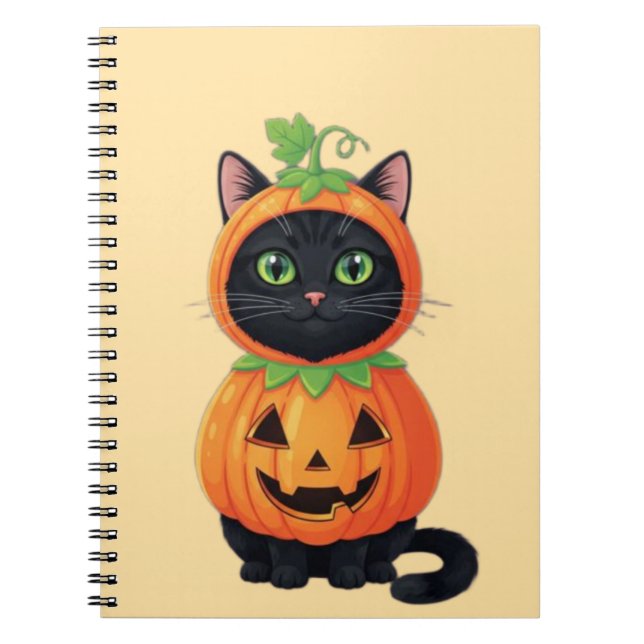 Cute Pumpkin Cat Costume Anteckningsbok (Framsidan)