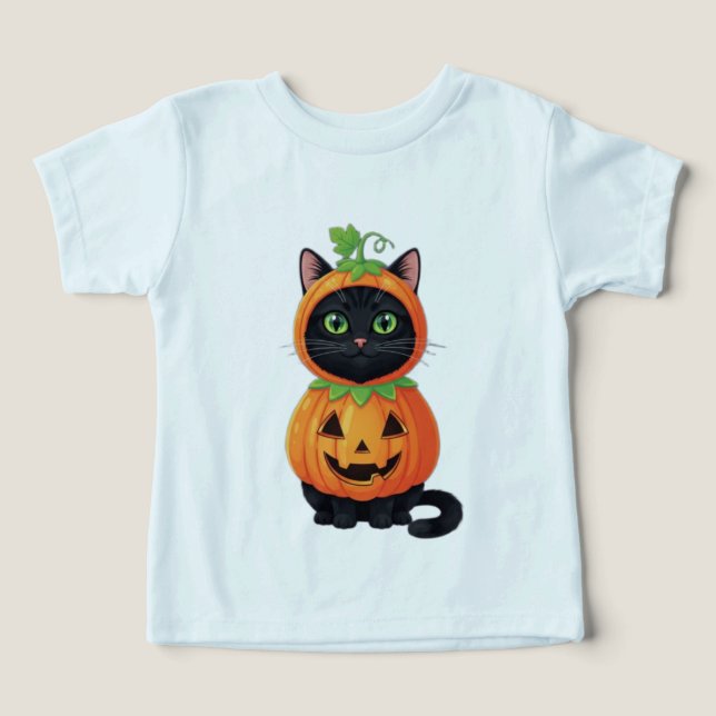 Cute Pumpkin Cat Costume T Shirt (Design Framsida)