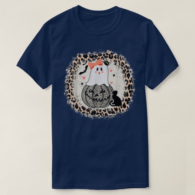 Cute Pumpkin Cat Halloween Girl Ghost 523 T Shirt (Design framsida)