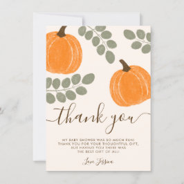 Cute Pumpkin Eucalyptus Fall Baby Shower Tack Kort