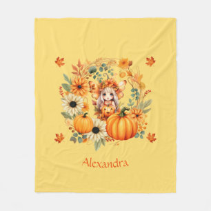 Cute Pumpkin Fairy in Autumn WANAN Fleecefilt