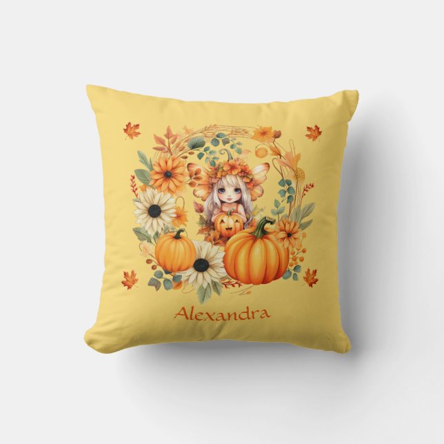 Cute Pumpkin Fairy in Autumn WANAN Kudde (Framsida)