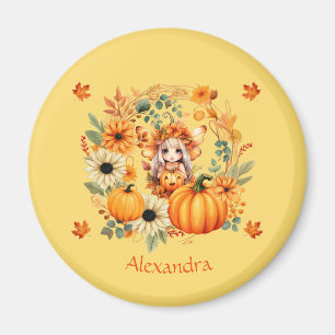 Cute Pumpkin Fairy in Autumn WANAN Magnet