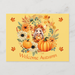 Cute Pumpkin Fairy in Autumn WANAN Vykort
