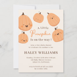 Cute Pumpkin Fall Gender Neutral Baby Shower Inbjudningar