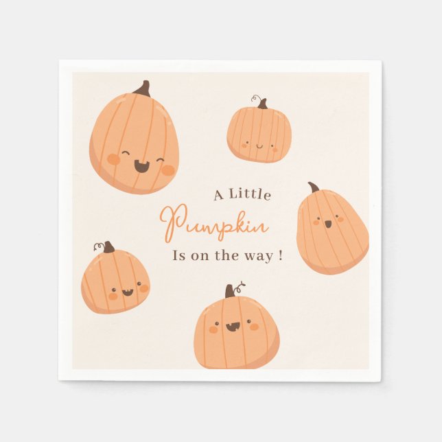 Cute Pumpkin Fall Gender Neutral Baby Shower Pappersservett (Framsidan)