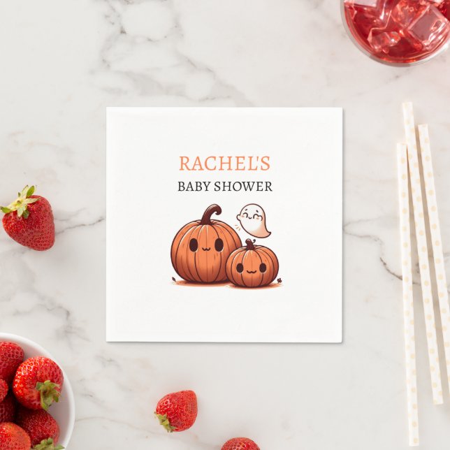 Cute Pumpkin Fall Halloween-Thned Baby Shower Pappersservett (Insitu)