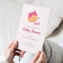 Cute Pumpkin Fall Rosa Girl Baby Shower-inbjudan