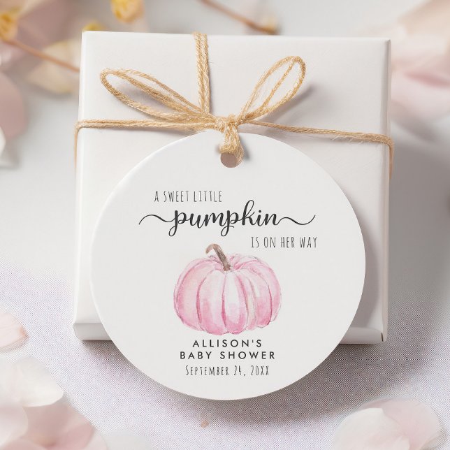 Cute Pumpkin Flicka Shower Tack Gåvor Etiketter (Skapare uppladdad)