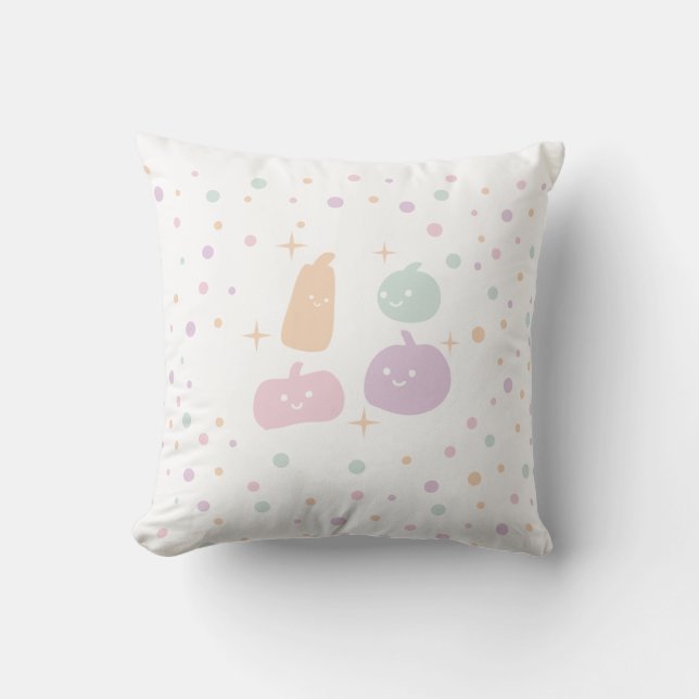 Cute Pumpkin Friends with Pastel Confetti Kudde (Framsida)