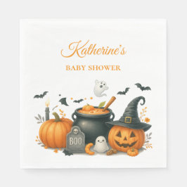 Cute Pumpkin Gender Neutral Halloween Baby Shower Pappersservett