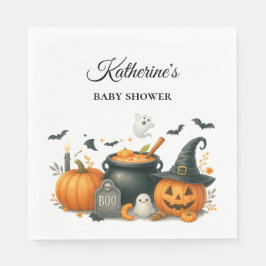 Cute Pumpkin Gender Neutral Halloween Baby Shower Pappersservett