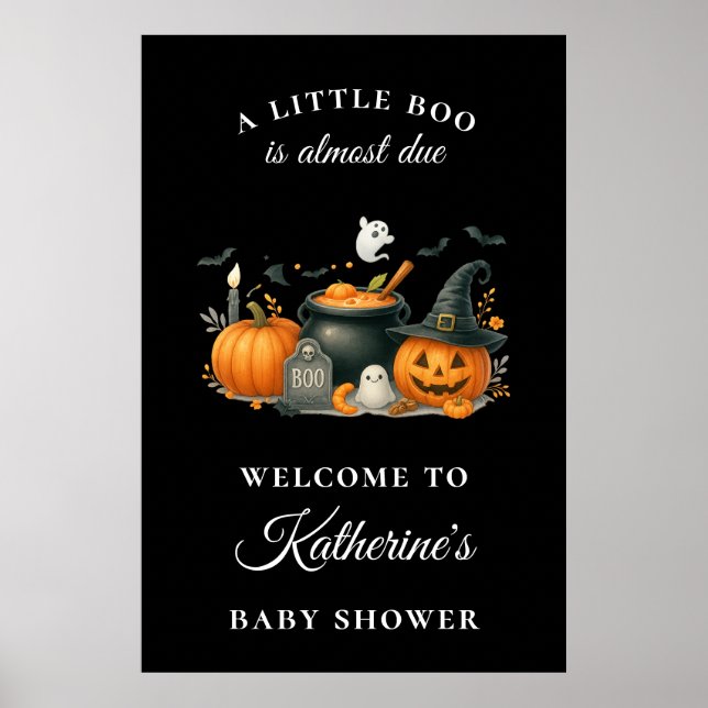 Cute Pumpkin Gender Neutral Halloween Baby Shower Poster (Framsidan)