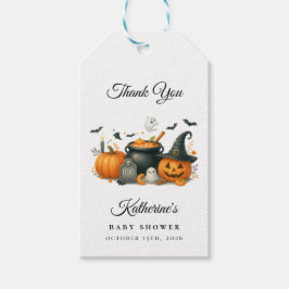 Cute Pumpkin Gender Neutral Halloween Baby Shower Presentetikett