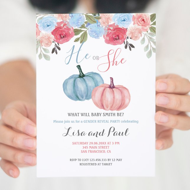 Cute Pumpkin Gender Reveal bjudan Inbjudningar (Skapare uppladdad)