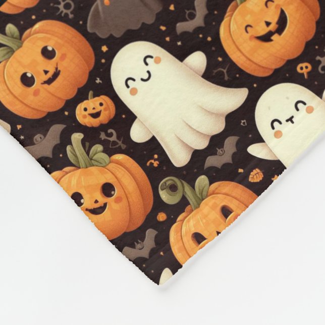 Cute Pumpkin Ghost Add Namn Halloween Baby Fleecefilt (Hörn)