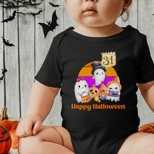 Cute Pumpkin Ghost Boo Happy halloween T Shirt