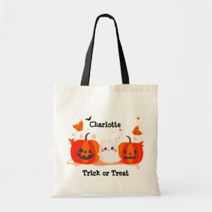 Cute Pumpkin Ghost Halloween Bus eller godis Tygkasse