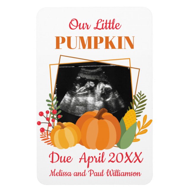 Cute Pumpkin Gravid Announcement Baby Scan Magnet (Vertikal)