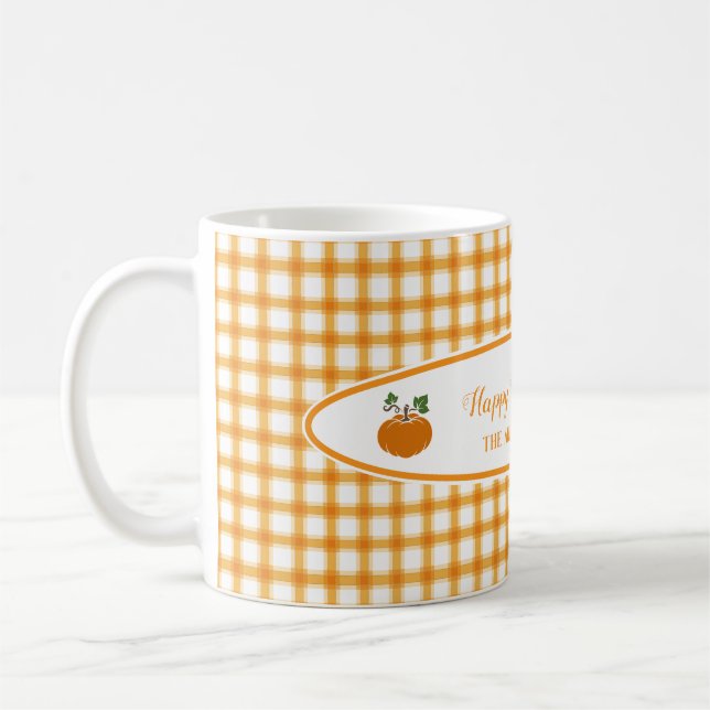 Cute Pumpkin Gult Orange Play Thanksgiving Gift Kaffemugg (Vänster)