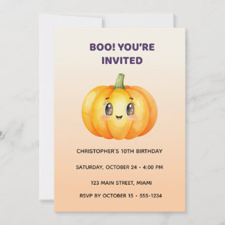 Cute Pumpkin Halloween Birthday Invitation | Kids Inbjudningar