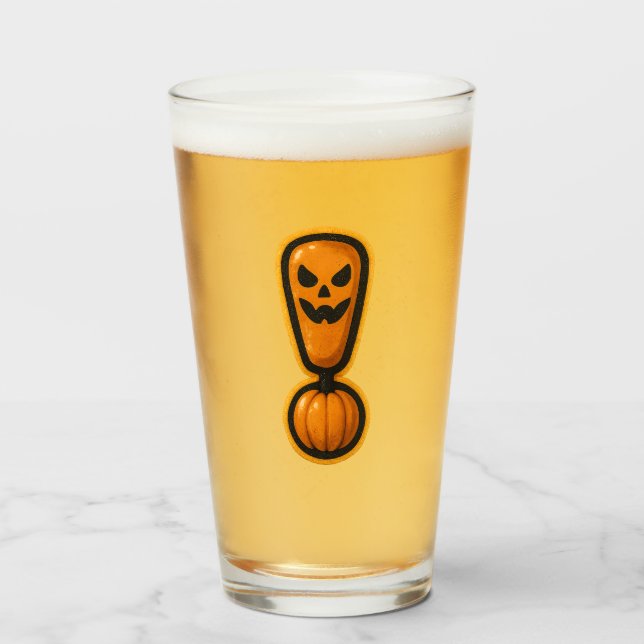 Cute Pumpkin Halloween Exclamation Mark Glass Glaskopp (Framsida fylld)