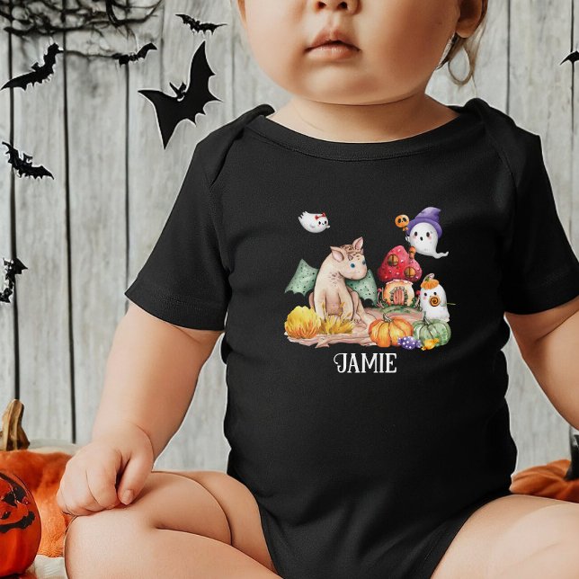 Cute Pumpkin Halloween Fantasy Dinosaur Namn T Shirt (Skapare uppladdad)