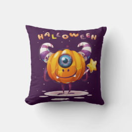 Cute Pumpkin Halloween Färgad Dekorativ kudde