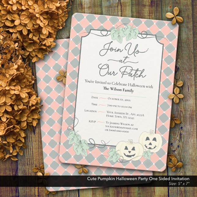 Cute Pumpkin Halloween fest One Sided Inbjudningar (Cute Country Pumpkin Halloween Party Invitation–One Sided Design)
