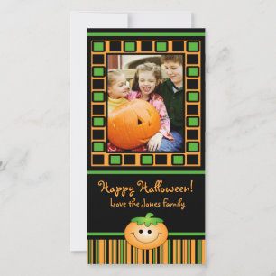 Cute Pumpkin Halloween-fotokort Julkort