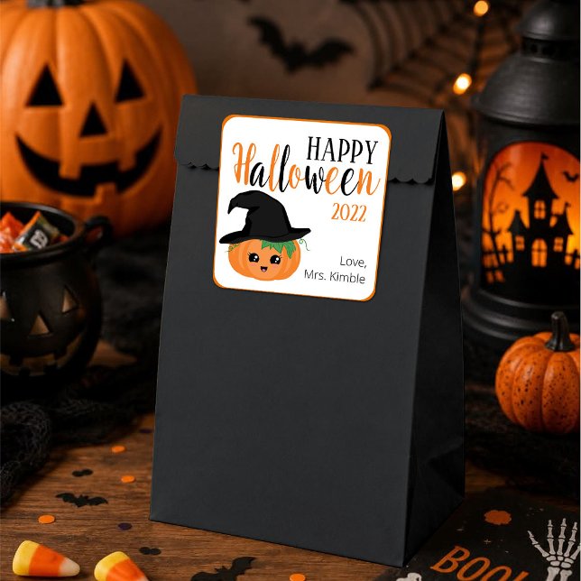 Cute Pumpkin Halloween Gift Sticker och etiketter (Skapare uppladdad)