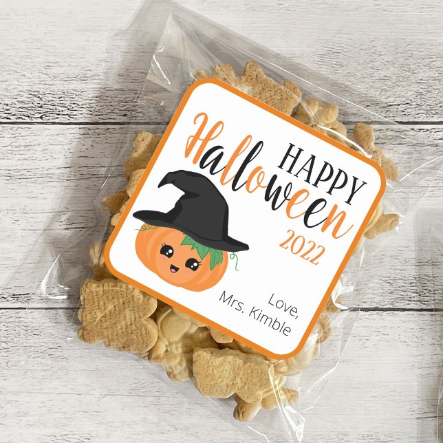 Cute Pumpkin Halloween Gift Sticker och etiketter (Skapare uppladdad)