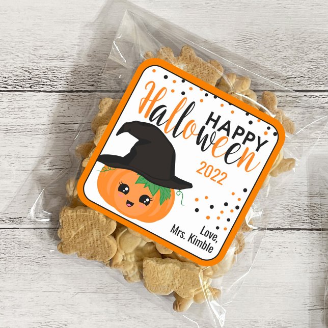 Cute Pumpkin Halloween Gift Sticker och etiketter (Skapare uppladdad)