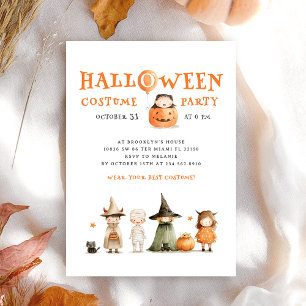 Cute Pumpkin Halloween Kids Party Inbjudningar