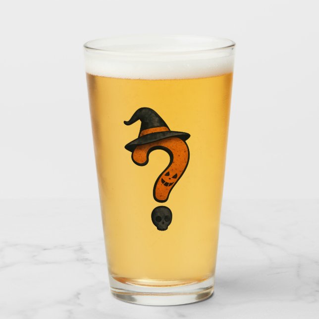 Cute pumpkin Halloween question mark glass. Glaskopp (Framsida fylld)