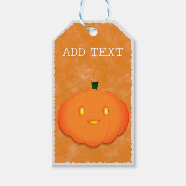 Cute Pumpkin Halloween Watercolor Baby Shower Presentetikett (Framsidan)