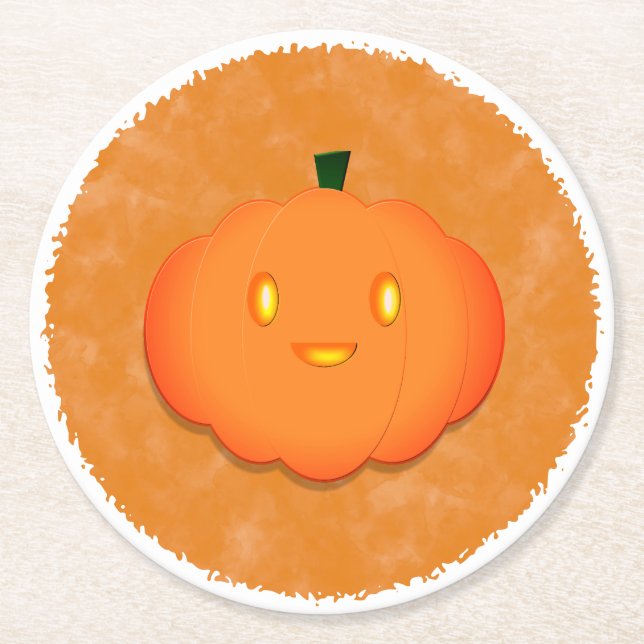 Cute Pumpkin Halloween Watercolor Baby Shower Underlägg Papper Rund (Framsidan)