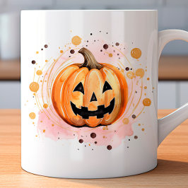 Cute Pumpkin Halloween Watercolor Kaffemugg